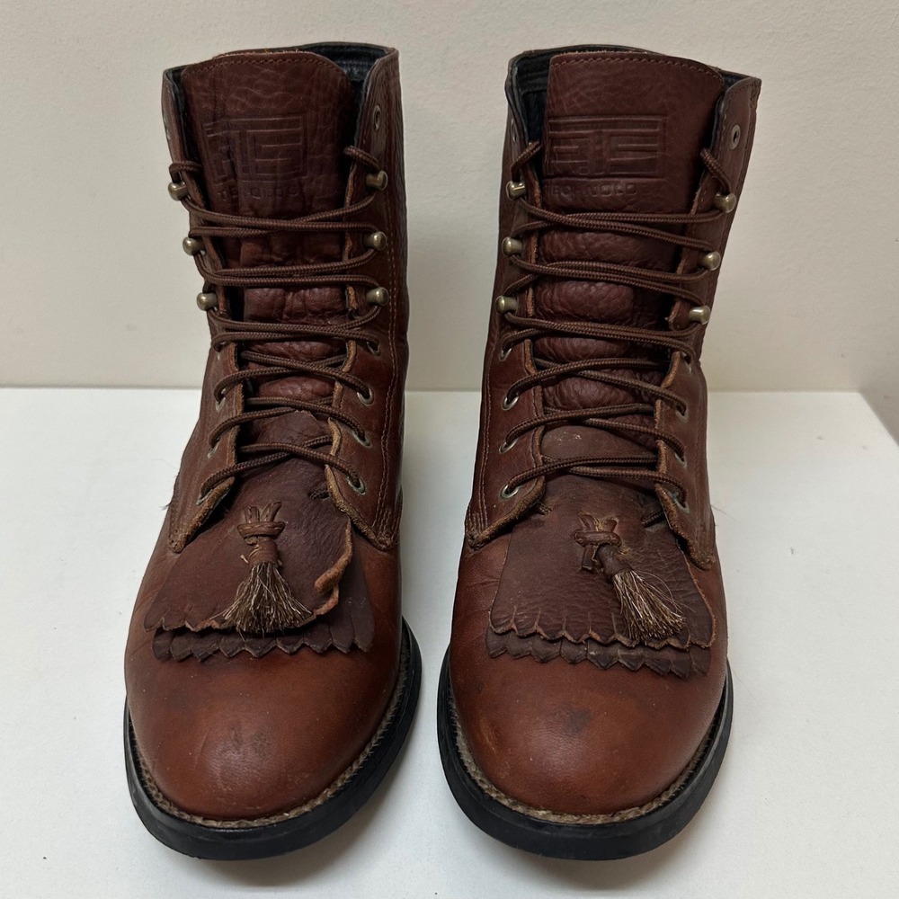 Ariat Heritage Lacer Brown Pebbled Leather Western Lace Up Boots 11071 Womens 7B